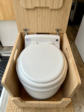 Load image into Gallery viewer, Laveo Dry Flush Portable Waterless Toilet Bamboo Lift top Cabinet Flat Pack Kit