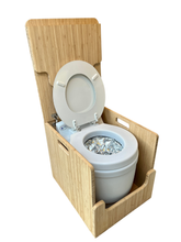Load image into Gallery viewer, Laveo Dry Flush Portable Waterless Toilet Bamboo Lift top Cabinet Flat Pack Kit