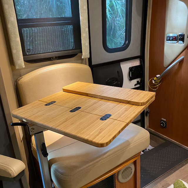 Bamboo folding table in RV