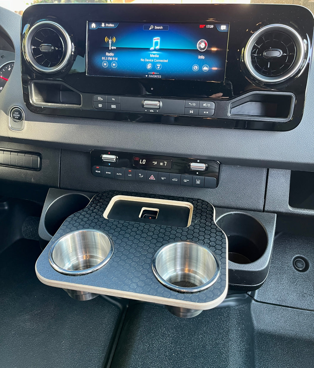 Mercedes Sprinter VS30 19-Current Black Hex Cup Holder Snack Tray