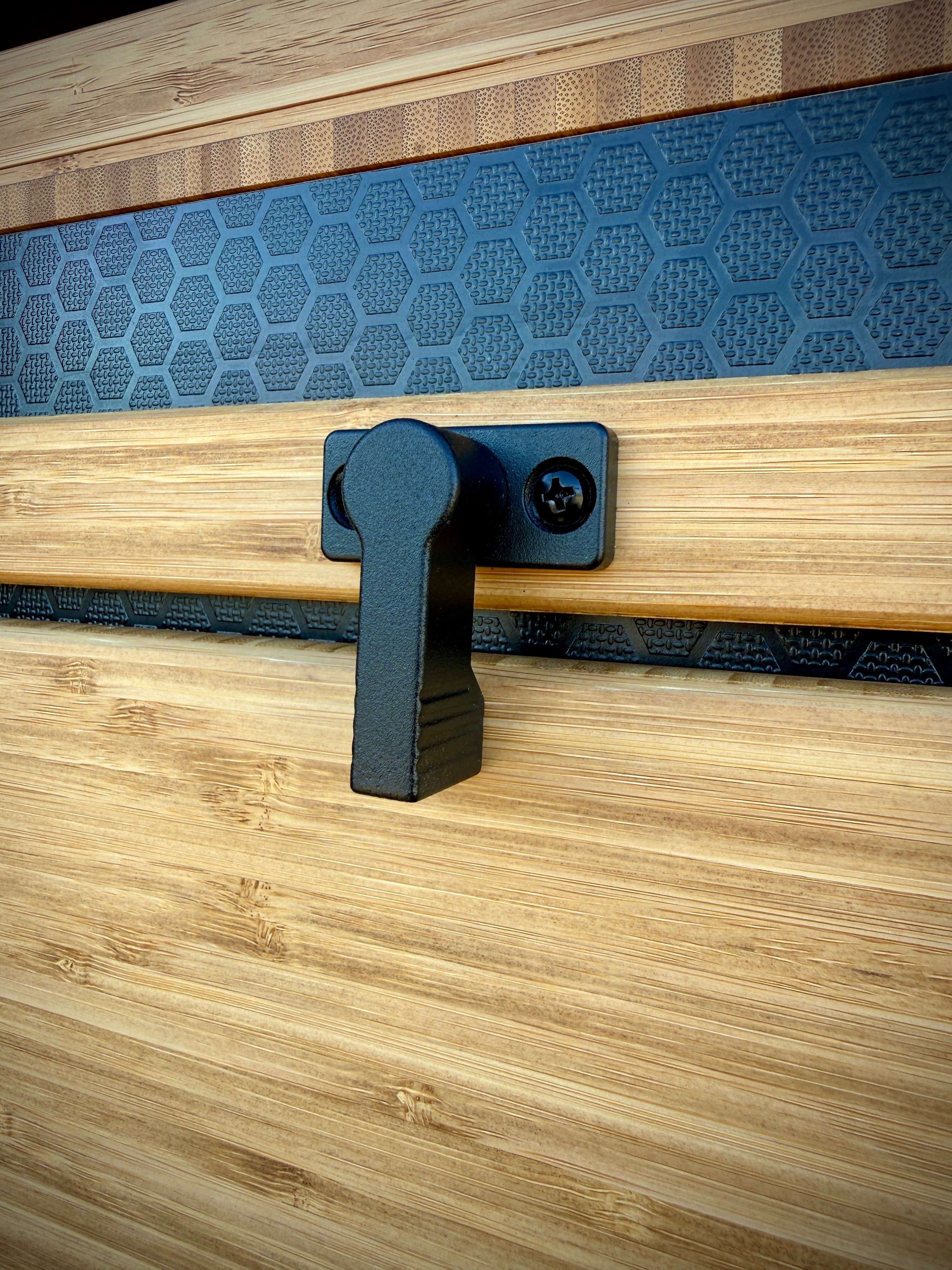Bamboo table with black latch