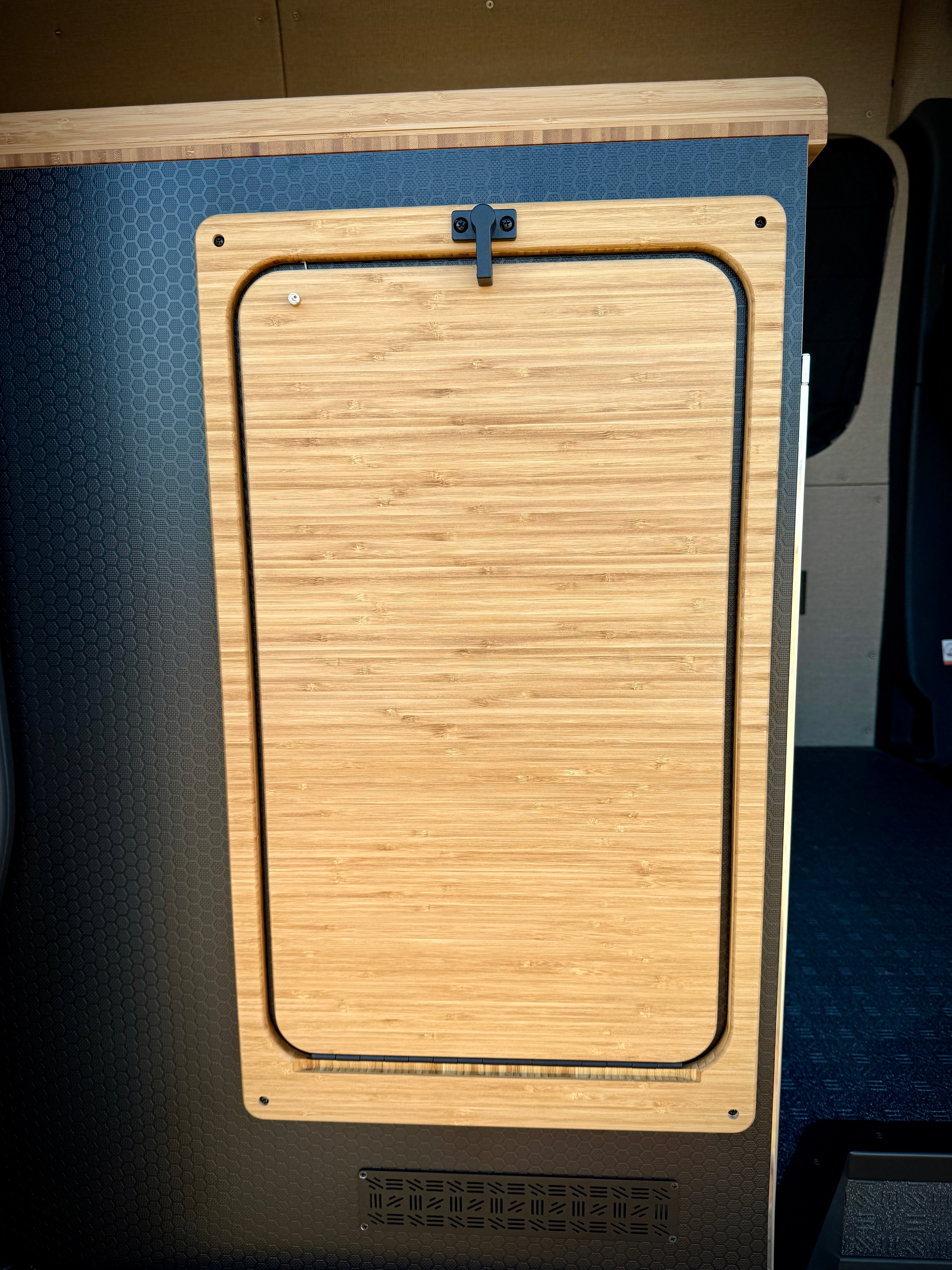 Bamboo folding table attached to a vehicle door