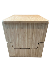 Load image into Gallery viewer, Laveo Dry Flush Portable Waterless Toilet Bamboo Lift top Cabinet Flat Pack Kit
