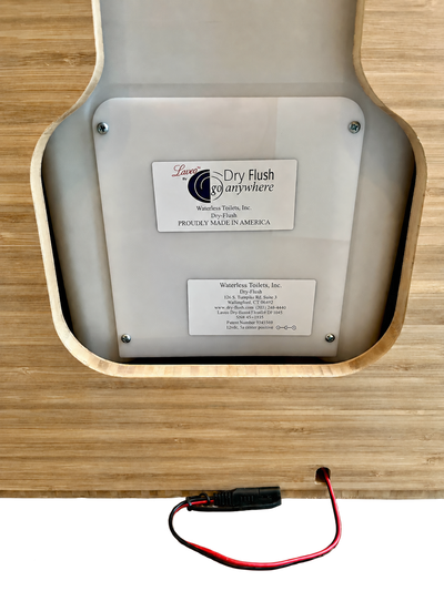 Bamboo cabinet base with mounted specification label and corner screws